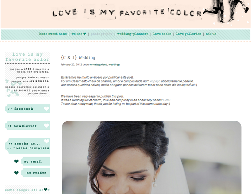 Professional Wedding Photography WordPress Blog for Love is my Favorite Color