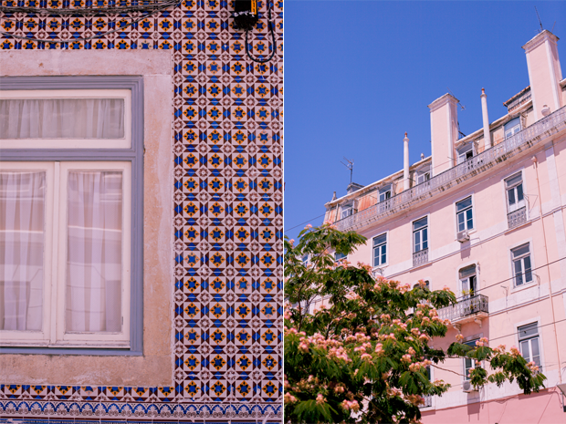 Detail of a window and tile wall, and architecture in Lisbon by Twiggs Photography